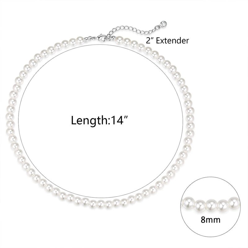 Zeffy Pearl Necklace for Women, 8MM Dainty Round Imitation Pearl Choker Wedding Delicate Jewelry for Women Simple Bridesmaid Jewelry Gifts - Image 5