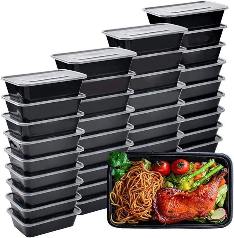 Microwave Boxes Meal Prep Containers Plastic Storage Food Containers with Lids, Disposable Bento Box Reuse, Refrigerator Safe, Microwave, Dishwasher Safe (750ML- 26 OZ) (10)