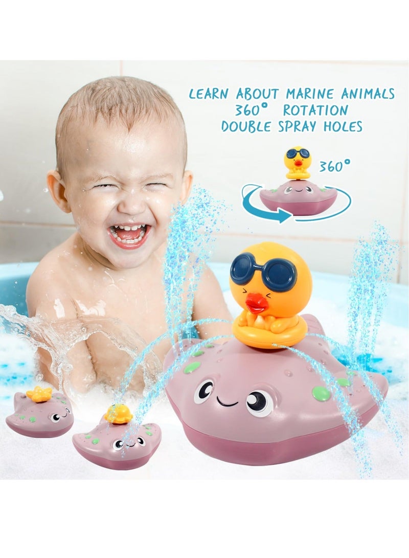 Captaintech Bathtub Toys for Kids, Bath Toys, Whale Bath Toy Sprinkler, Stingray Automatic Spray Water, Induction Sprinkler Bathtub Baby Toys for Infants Toddlers, Pool Bathroom Baby Toy Boys & Girls Gift - Image 3
