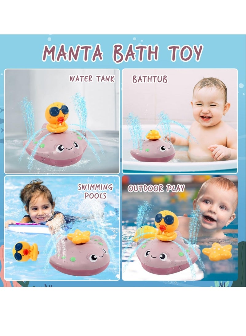 Captaintech Bathtub Toys for Kids, Bath Toys, Whale Bath Toy Sprinkler, Stingray Automatic Spray Water, Induction Sprinkler Bathtub Baby Toys for Infants Toddlers, Pool Bathroom Baby Toy Boys & Girls Gift - Image 4