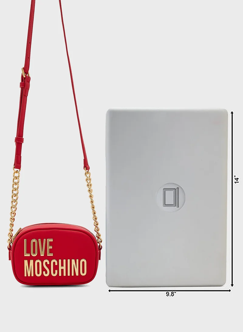 لوف موسكينو Logo Detailed Zip Over Crossbody
