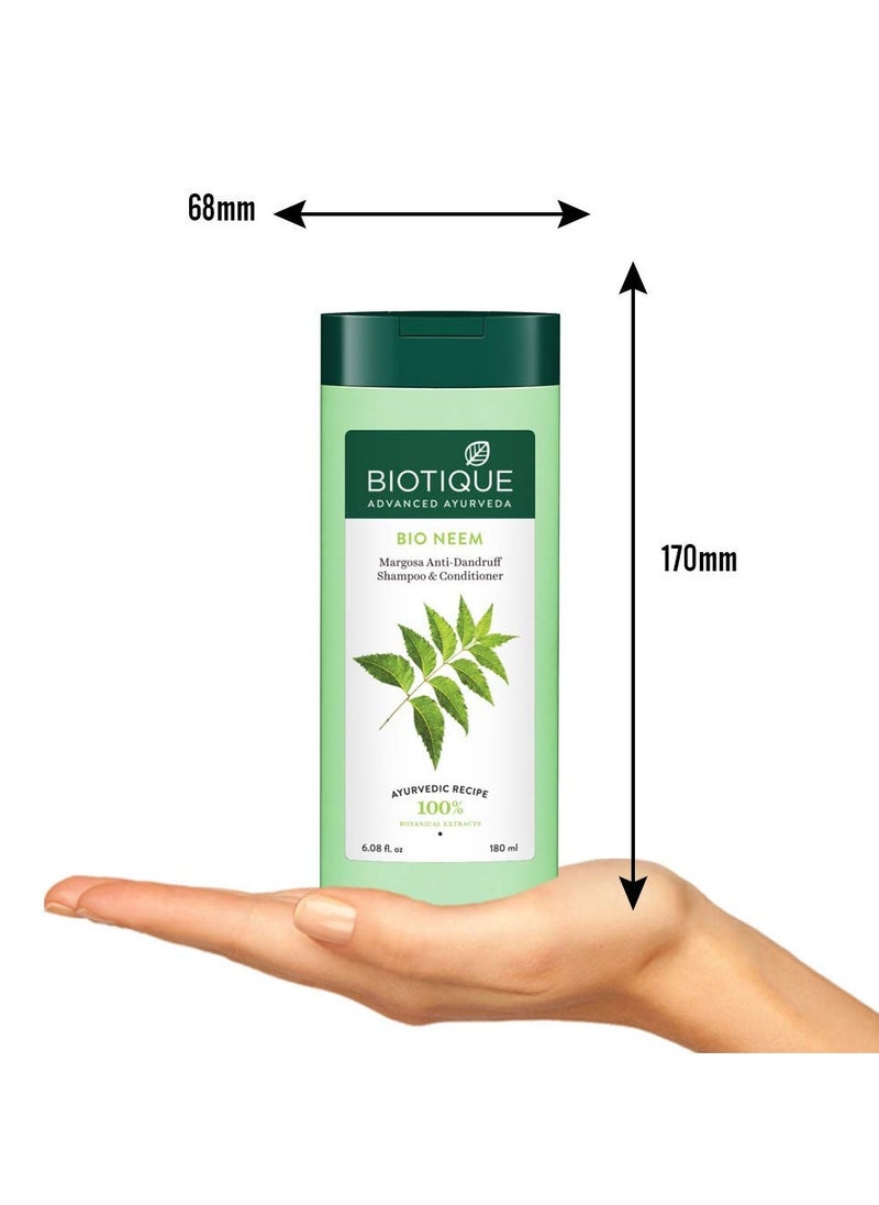 Biotique Fresh Neem Anti Dandruff Shampoo Conditioner Controls Dandruff Reduces Dryness Flaking Itching Lustrous Hair 180ml  - Image 2