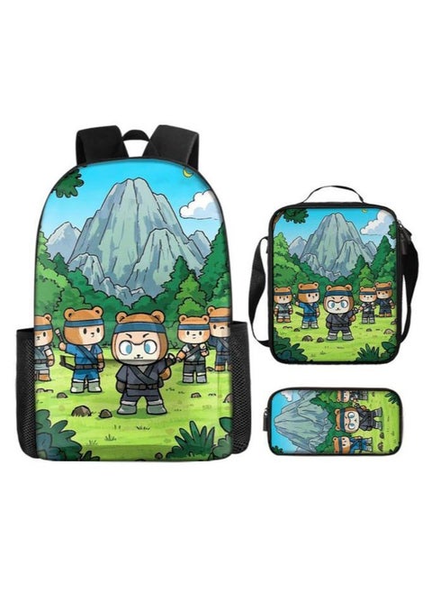 Three-piece set of cartoon characters (schoolbag, for students) - 641