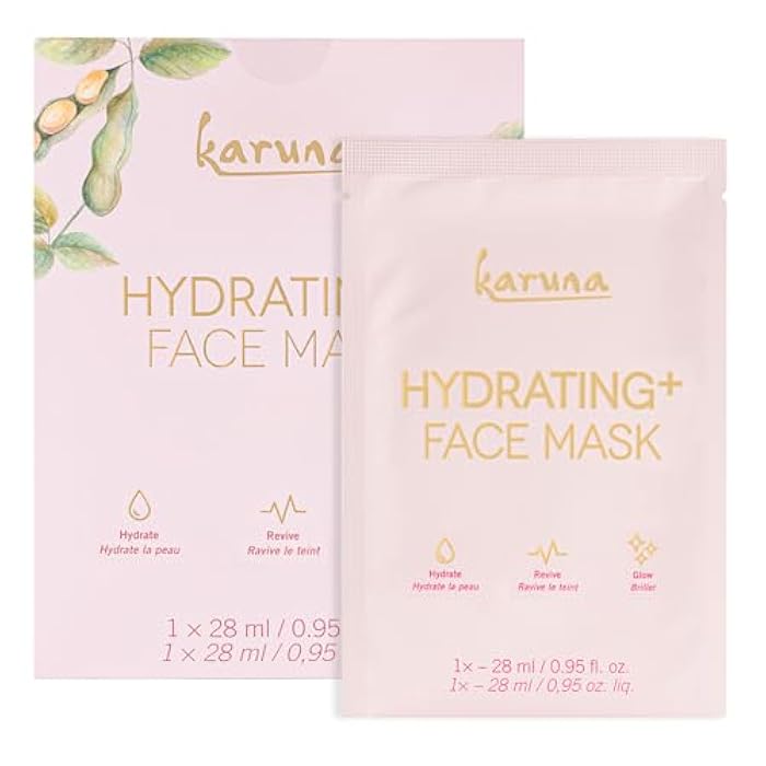 Karuna - Hydrating+ Facial Mask for Well-Moisturized & Hydrated Skin, Glow-Enhancing Facial Skin Care Products, Hydrating Face Masks with Natto, Niacinamide & Sodium Lactate, 1 Pack - Image 1