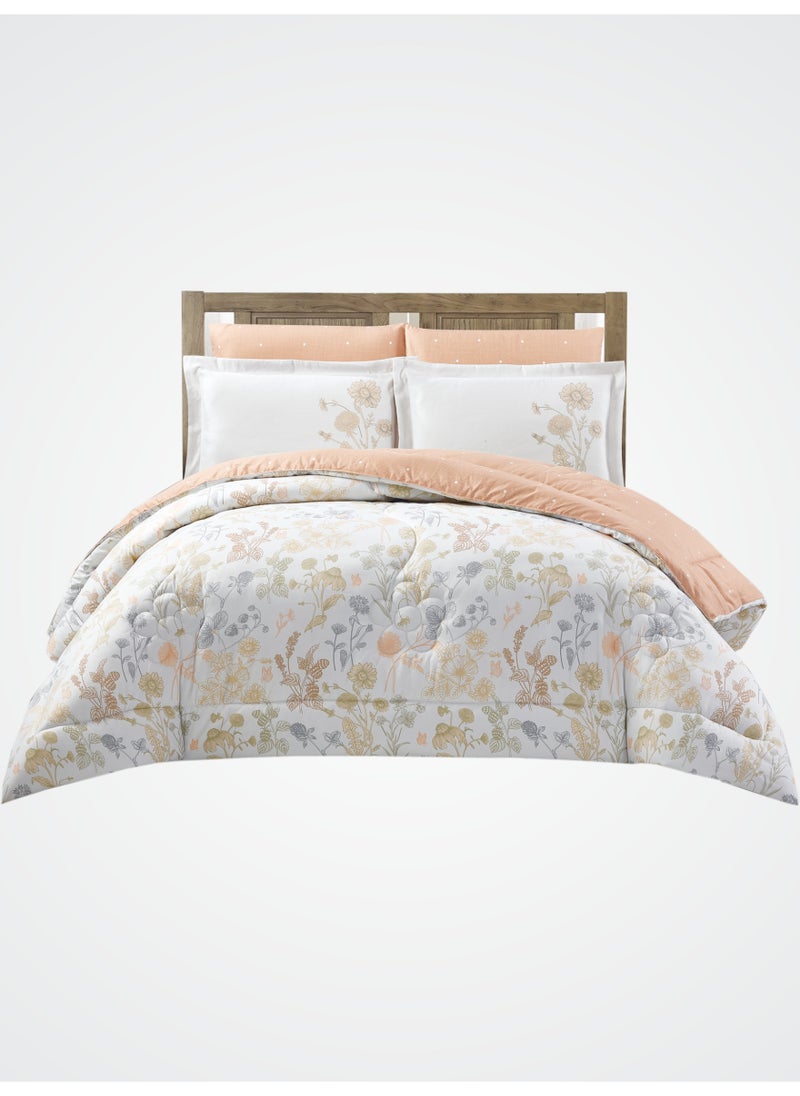 Donetella Bedding Comforter Set King Size, 6-Pcs Bed Set Fits 200x200 Cms -Printed Bedding Set-All Season- Brushed Microfiber (طقم مفرش سرير فندقي)  - Image 1