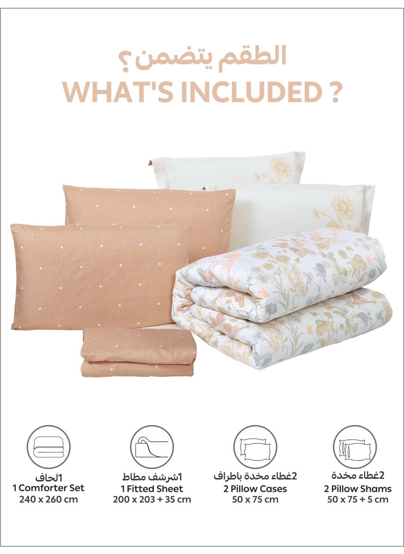 Donetella Bedding Comforter Set King Size, 6-Pcs Bed Set Fits 200x200 Cms -Printed Bedding Set-All Season- Brushed Microfiber (طقم مفرش سرير فندقي)  - Image 5