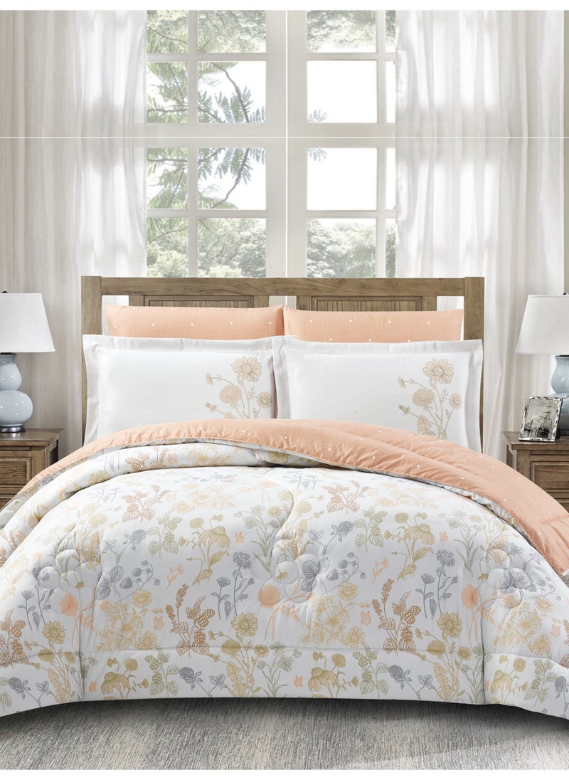 Donetella Bedding Comforter Set King Size, 6-Pcs Bed Set Fits 200x200 Cms -Printed Bedding Set-All Season- Brushed Microfiber (طقم مفرش سرير فندقي)  - Image 3