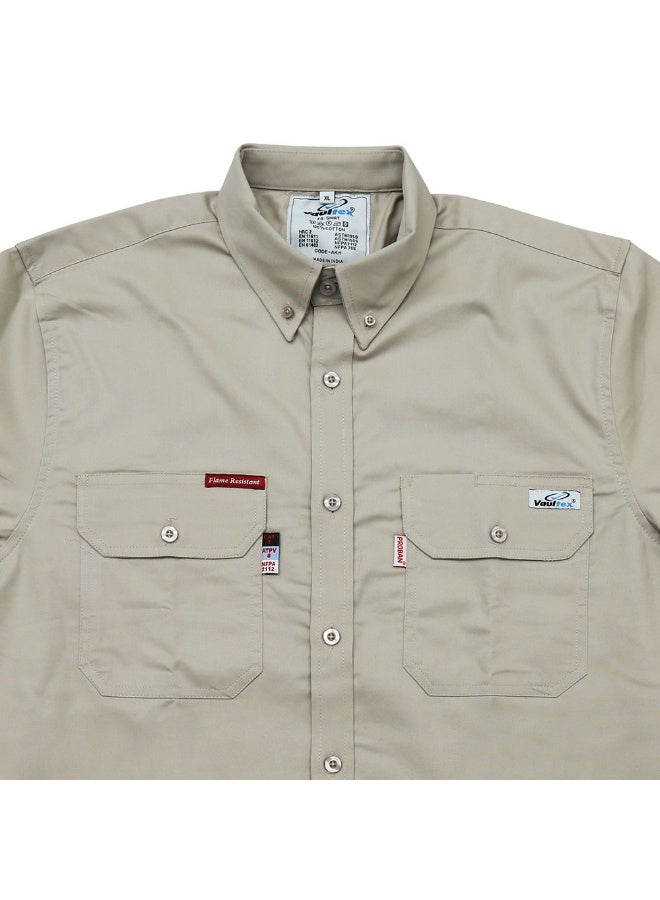 Vaultex AKH 240GSM 8 Cal Fire Retardant Cotton Shirt, Beige, Large - Image 2
