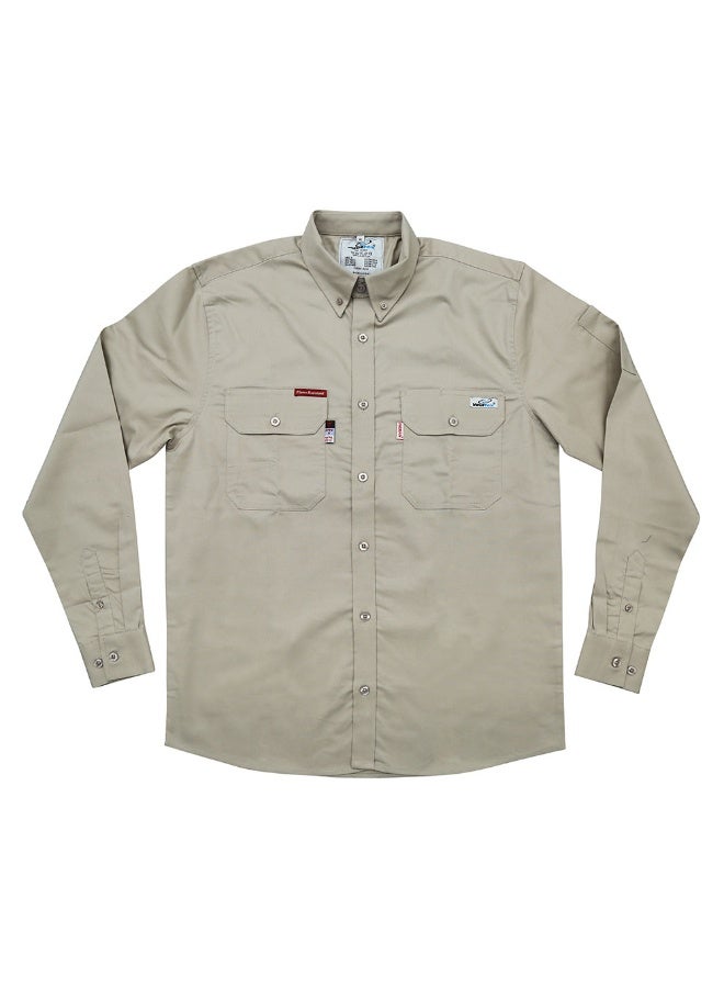 Vaultex AKH 240GSM 8 Cal Fire Retardant Cotton Shirt, Beige, Large - Image 1