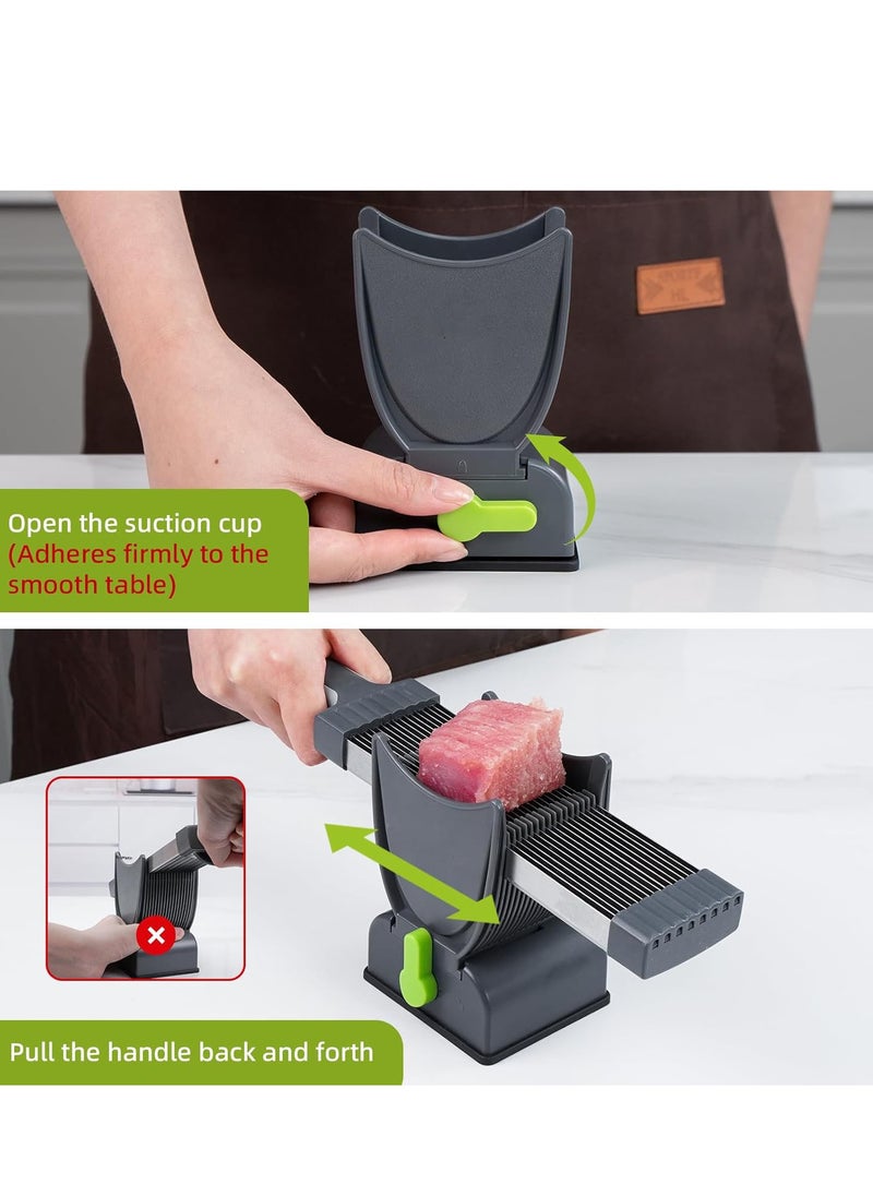 Meat cutter for fresh raw meat, adjustable thickness 2 or 0.157’, 17 in 1 stainless steel kitchen knife, manual meat cutter for  salmon, not suitable for meat  - Image 3