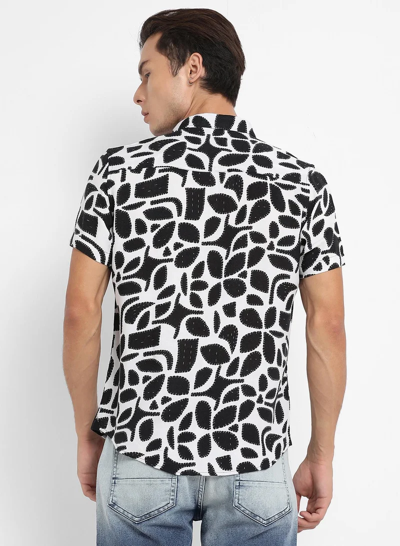 CAHOOT  Men's White & Black Contrast Block Shirt for Men | Best Price UAE