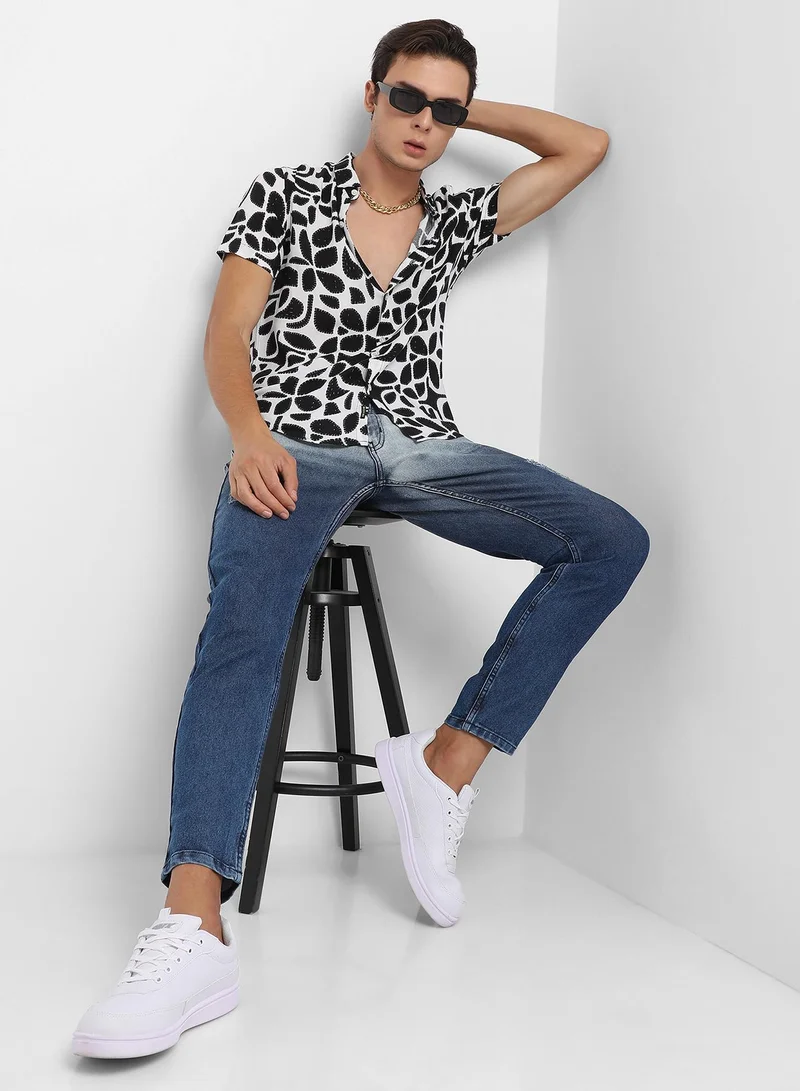 CAHOOT  Men's White & Black Contrast Block Shirt for Men | Best Price UAE