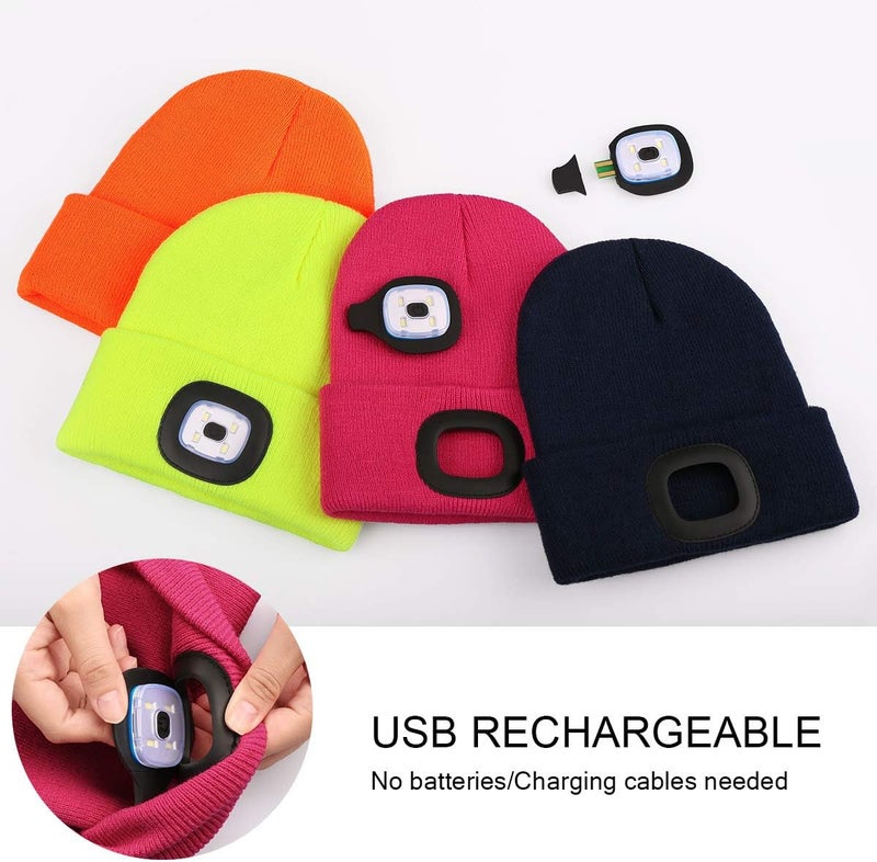 YunTuo Store LED Beanie for Kids, Unisex Rechargeable Headlamp Hat Winter Night Lighted Cap, Gifts for Kids Boys Girls - Image 2