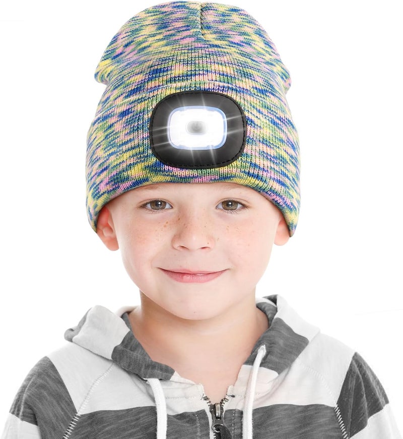 YunTuo Store LED Beanie for Kids, Unisex Rechargeable Headlamp Hat Winter Night Lighted Cap, Gifts for Kids Boys Girls - Image 1