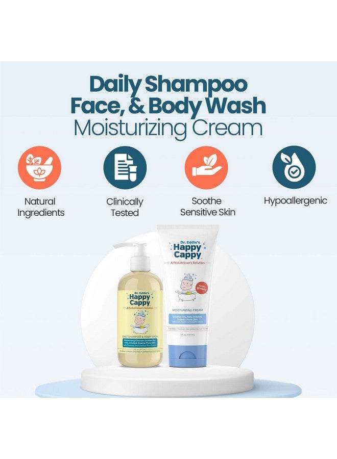هابي كوبي مجموعة شامبو وغسول للجسم وكريم مرطب من هابي كابي بيبي - غسول للجسم ولوشن لعلاج الأكزيما للأطفال والصغار والكبار، يساعد على علاج الجفاف ويقلل الحكة، تم اختباره من قبل أطباء الجلدية، خالٍ من العطور - Image 2