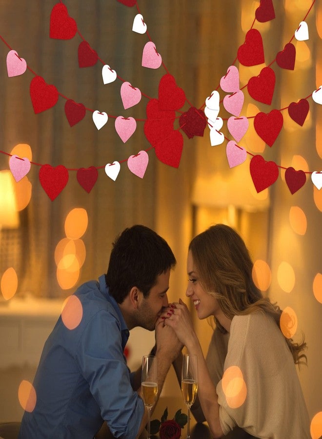 بارتي بروبس 4 قطع من زينة قلوب عيد الحب المصنوعة من اللباد - لا تحتاج إلى تركيب - زينة عيد الحب - لوازم زينة حفلات عيد الحب - أكاليل قلوب باللون العنابي والوردي والأحمر والأبيض لمدفأة المنزل - Image 4