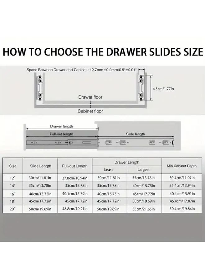 Heavy Duty Drawer Slides 40cm Black Steel Buffer Set Full Extension Smooth Gliding - Image 5