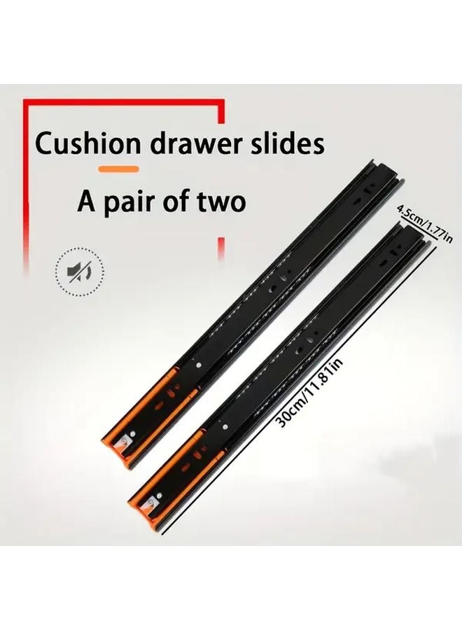 Heavy Duty Drawer Slides 40cm Black Steel Buffer Set Full Extension Smooth Gliding - Image 4