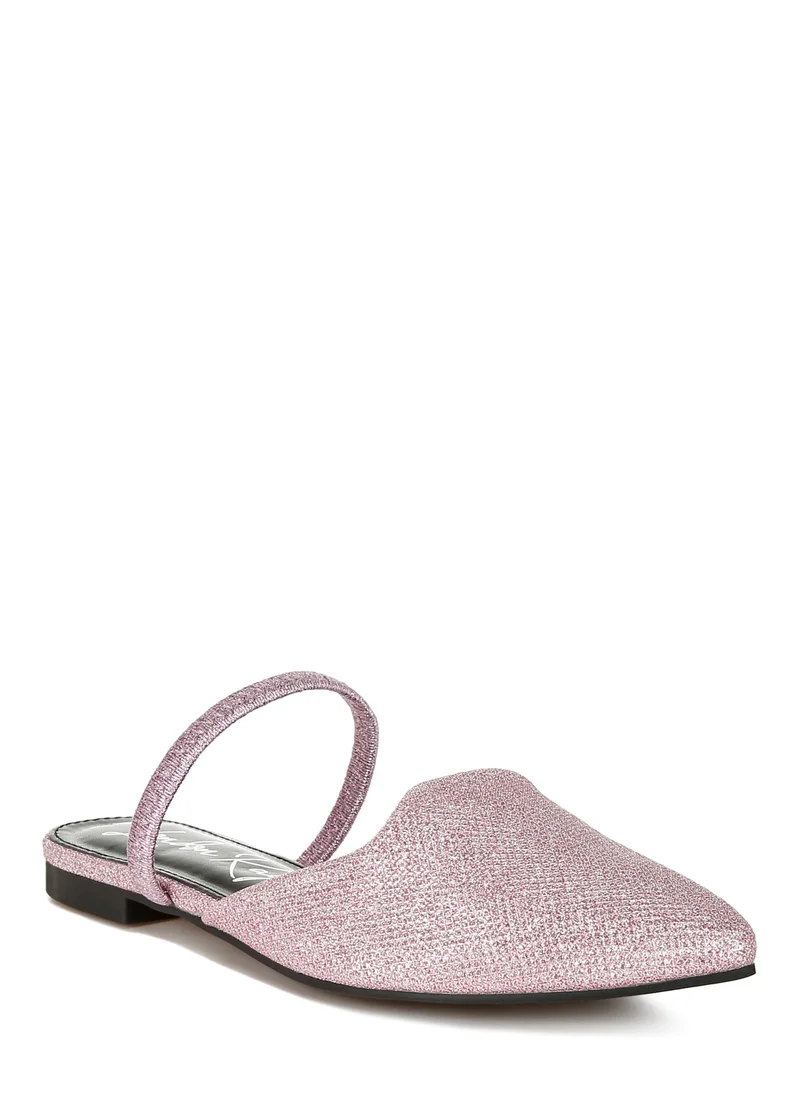 London Rag Glitter Faux Leather Flat Mules in Pink