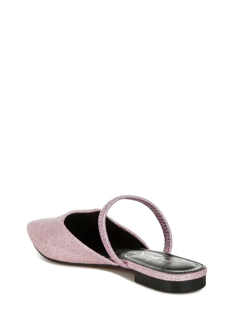 London Rag Glitter Faux Leather Flat Mules in Pink