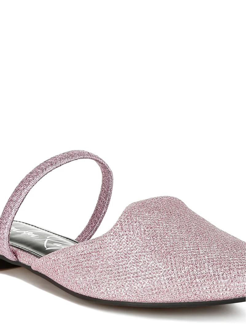 London Rag Glitter Faux Leather Flat Mules in Pink