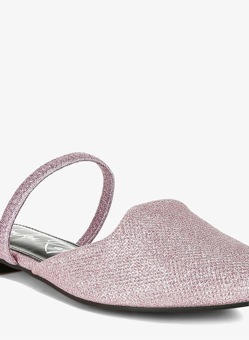 London Rag Pink Glitter Faux Leather Flat Mules in Pink for Women | Best Price UAE