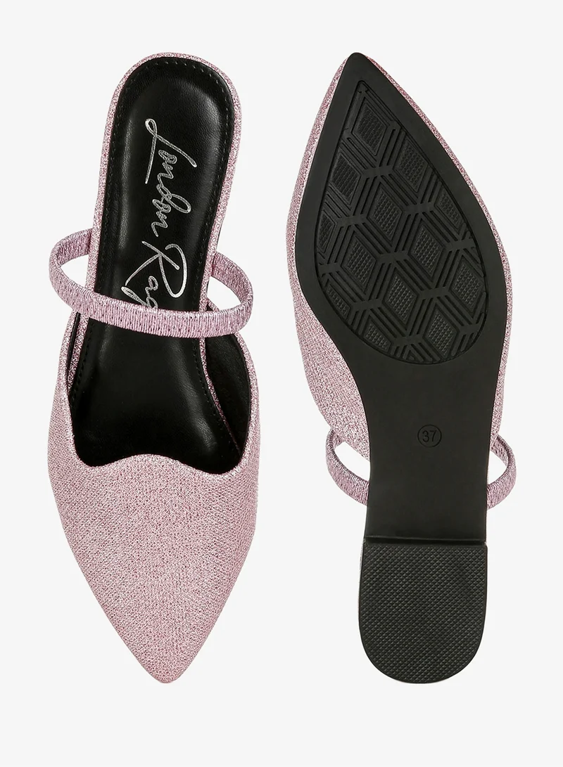 London Rag Pink Glitter Faux Leather Flat Mules in Pink for Women | Best Price UAE