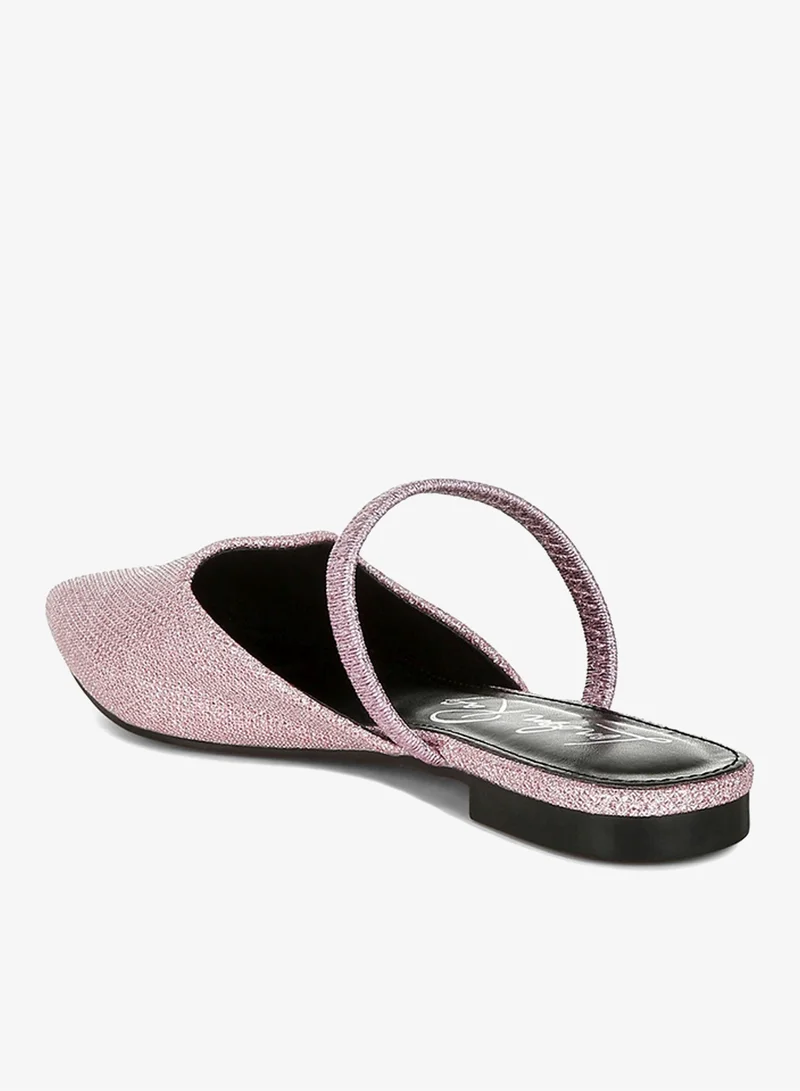 London Rag Pink Glitter Faux Leather Flat Mules in Pink for Women | Best Price UAE