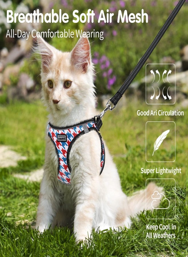 nanappice Cat Harness and Leash Escapae Proof, Chidori Grid Kitten Harness Soft Mesh Pet Cats Walking Vest Harness with Reflective Stripes - Image 2