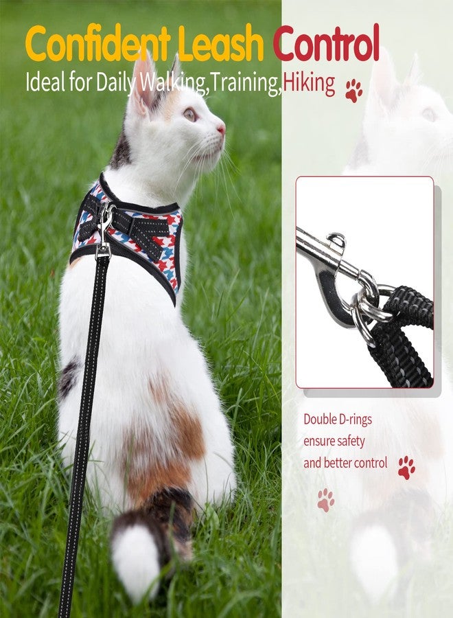 nanappice Cat Harness and Leash Escapae Proof, Chidori Grid Kitten Harness Soft Mesh Pet Cats Walking Vest Harness with Reflective Stripes - Image 4