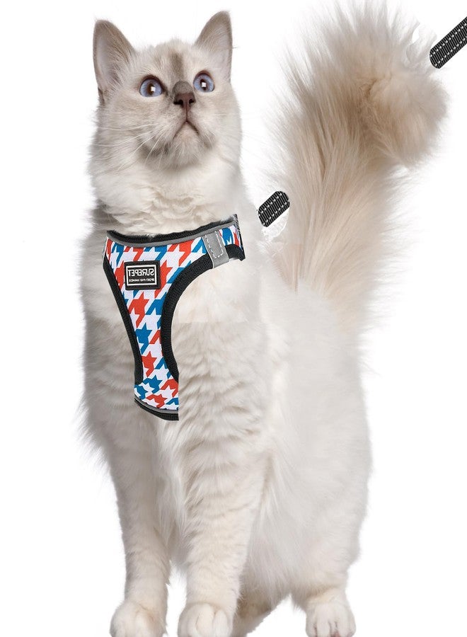 nanappice Cat Harness and Leash Escapae Proof, Chidori Grid Kitten Harness Soft Mesh Pet Cats Walking Vest Harness with Reflective Stripes - Image 1