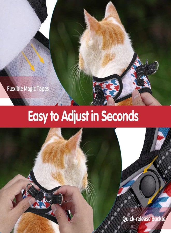nanappice Cat Harness and Leash Escapae Proof, Chidori Grid Kitten Harness Soft Mesh Pet Cats Walking Vest Harness with Reflective Stripes - Image 5
