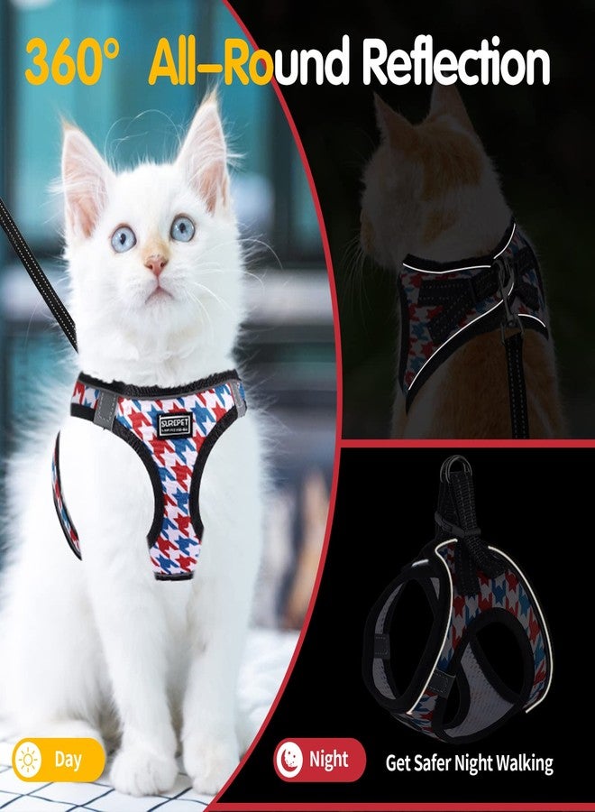 nanappice Cat Harness and Leash Escapae Proof, Chidori Grid Kitten Harness Soft Mesh Pet Cats Walking Vest Harness with Reflective Stripes - Image 3