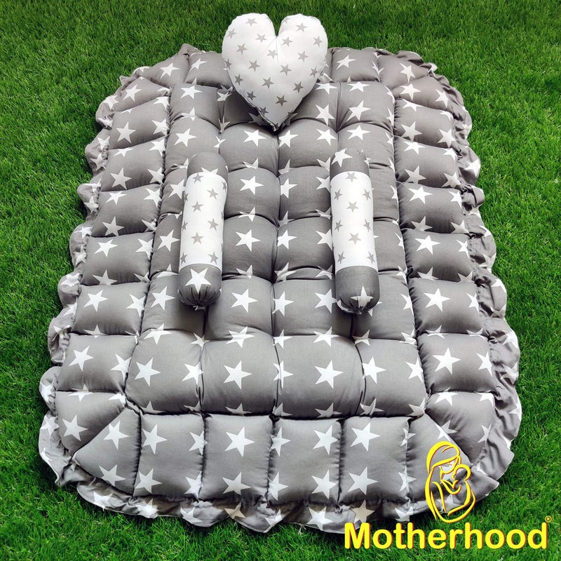 MOTHERHOOD MOTHERHOOD Rectangle Baby Tub Bed and 3 Baby Pillow Luxury Baby Mattress Bed Sleeper Bedding Set coSleeper Safe Cotton Fabric with RFilled UltraSoft Comfortable for Newborn to Toddlers Gray - Image 4