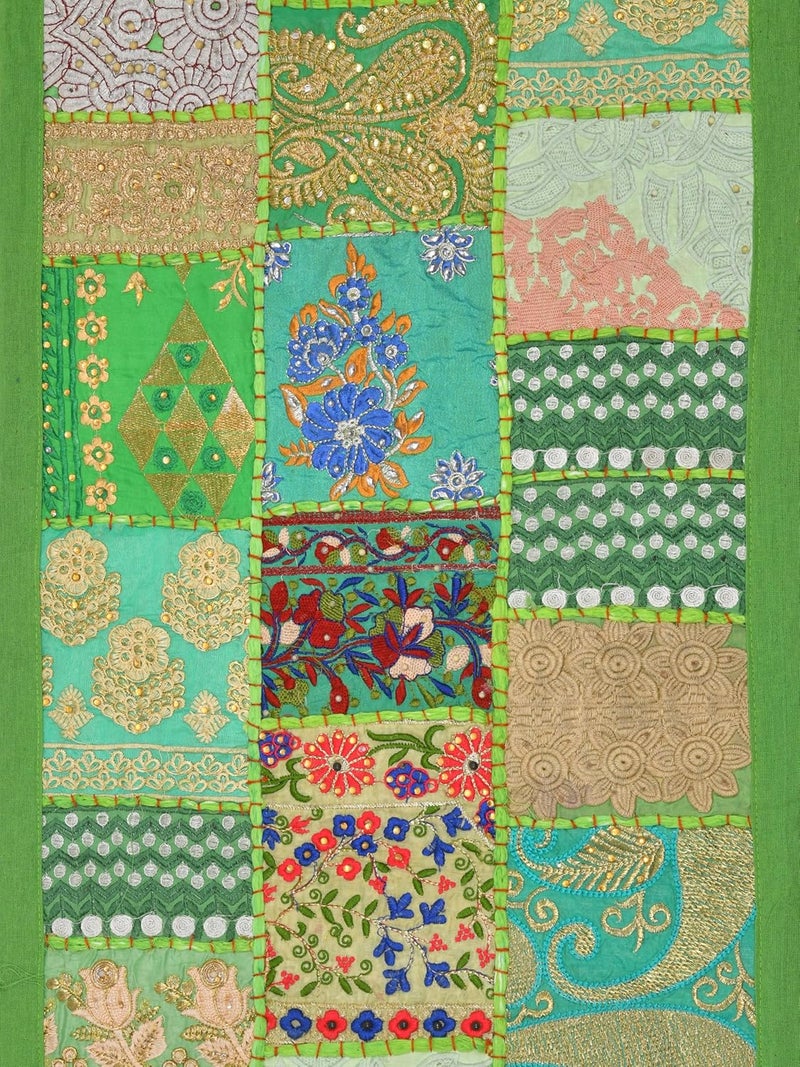 E - Ezra E Ezra Room Decor Cotton Patchwork Dining Table Runner with Mats Centre Table 4 6 Seater Long Runner Handmade 72 Inch Light Green - Image 3