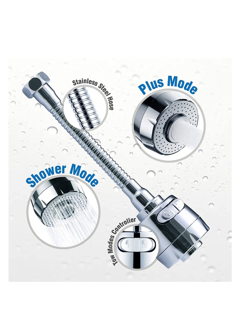 Barakah Kitchen Tap Spray Head Faucet Aerator Adapter-360° Swivel Faucet ABS Anti-Splash Faucet Sprayer Head Replacement-Flexible Faucet Sprayer Sink Nozzle Attachment with 2 Modes for Bathroom - Image 2