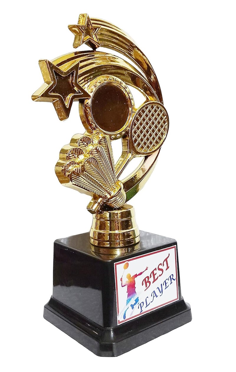 Victory Badminton Trophy || Best Badminton Player Trophy- Set of 2(Golden, 7.25") - Image 2