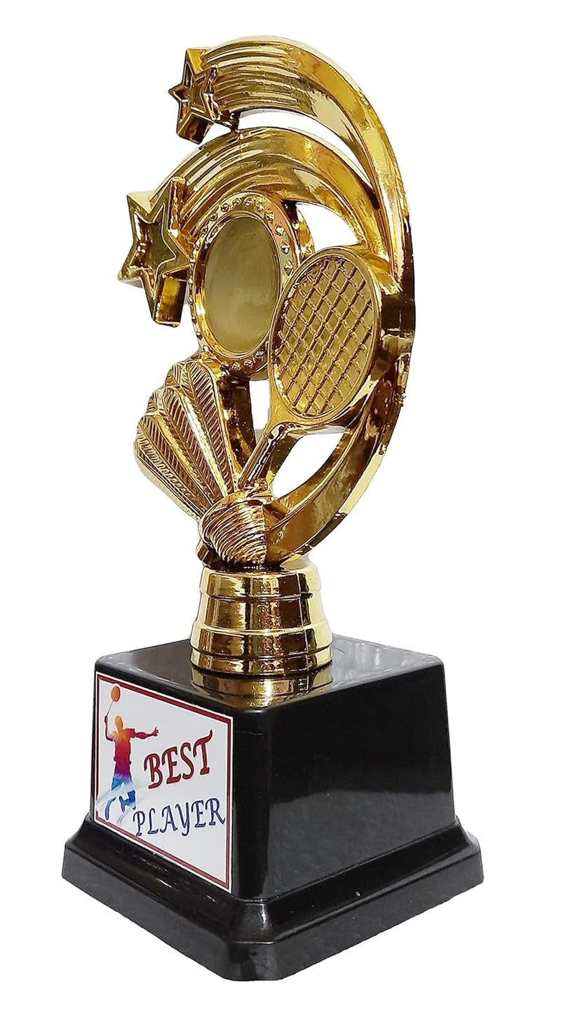 Victory Badminton Trophy || Best Badminton Player Trophy- Set of 2(Golden, 7.25") - Image 3