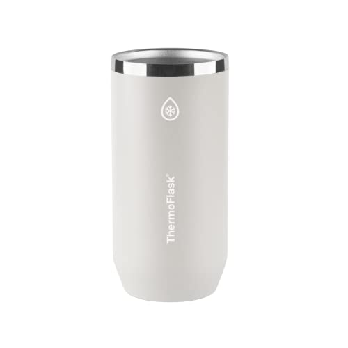 ThermoFlask Tall Can Cooler 2in1 Insulated Can Cooler Cup Durable Stainless Steel Cooler with NonSlip Base DishwasherSafe Beverage Can Cooler 16 oz Ultimate Gray