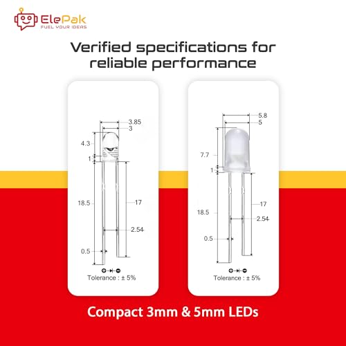 ElePak 3/5mm Diffused LED Pak 220 Pcs 5 Colors - Image 5