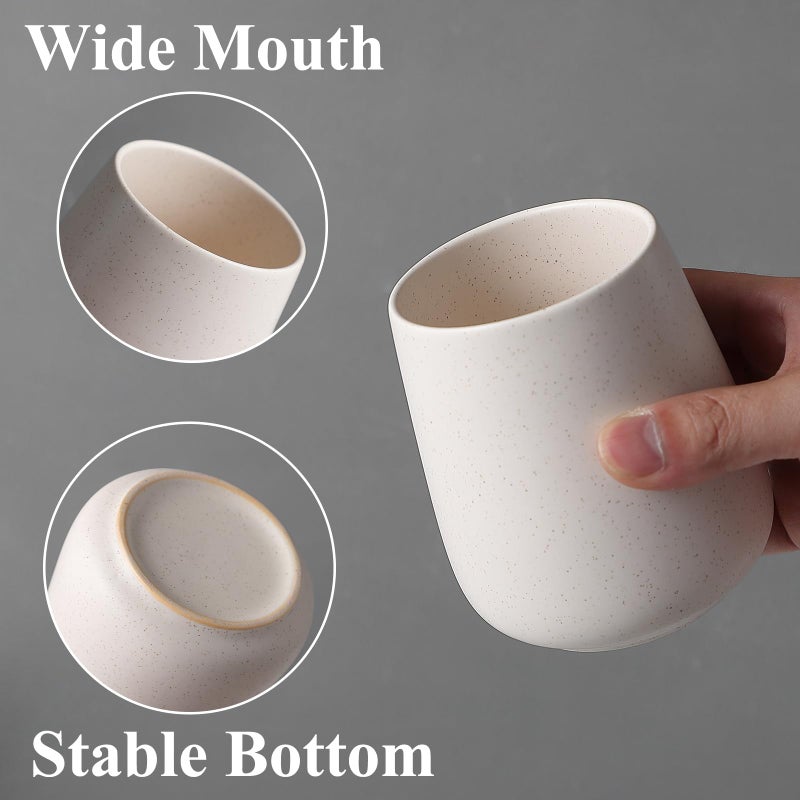 Eyrozia Beige Toothbrush Holder for Bathroom - Ceramic Tooth Brushing Holders, Toothbrush Cup, Toothpaste Organizer for Bathroom Countertop, Makeup Brush Holder, Pen Holder for Home Desktop Storage - Image 3