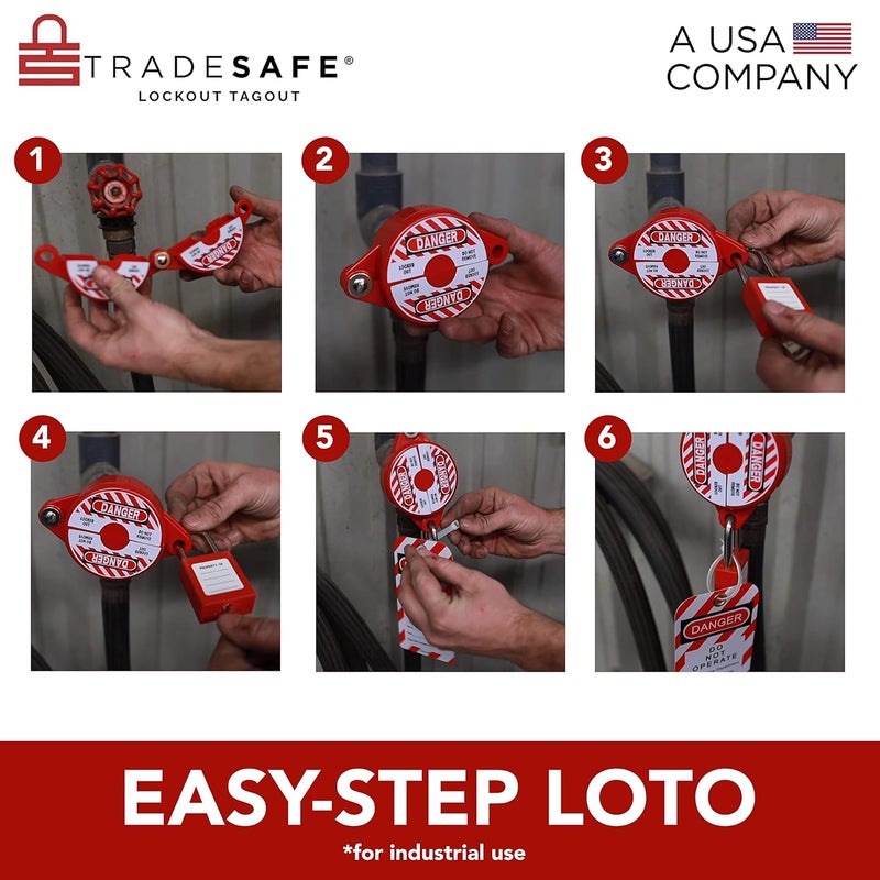TRADESAFE Gate Valve Lockout - 2 Pack Valve Lockout Device for 1 inch to 2-1/2 inch Diameter Valve Handles, OSHA Compliant Lockout Tagout Valve for Professional and Industrial Use - Image 4