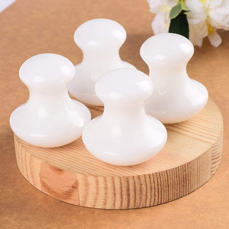 Uonlytech Gua Sha Tools Quartz Health Jade Jade Roller Stones Mushroom Remove Wrinkles for Home Spa White - Image 5