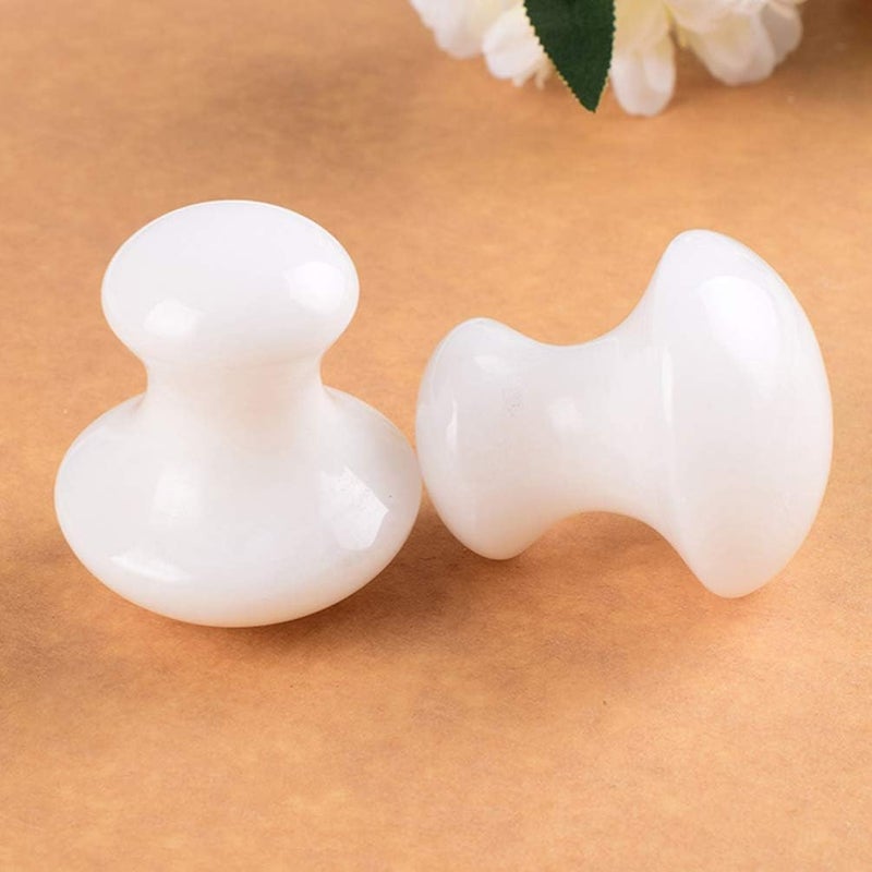 Uonlytech Gua Sha Tools Quartz Health Jade Jade Roller Stones Mushroom Remove Wrinkles for Home Spa White - Image 3