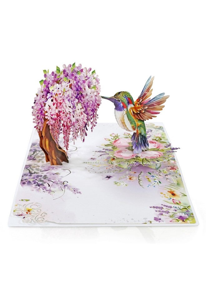 CUT POPUP.COM Cutpopup Hummingbird Birthday Card Pop Up, Mothers Day, 3D Popup Greeting Card (Hummingbird Wisteria) - Image 2