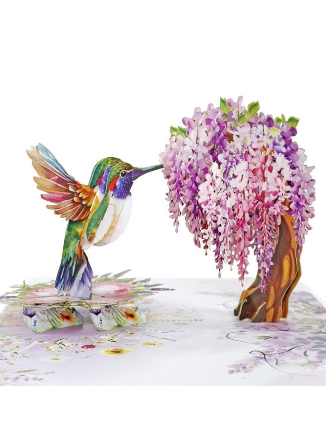 CUT POPUP.COM Cutpopup Hummingbird Birthday Card Pop Up, Mothers Day, 3D Popup Greeting Card (Hummingbird Wisteria) - Image 1