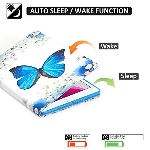 Dteck Case for iPad 9th/8th/7th Gen 10.2 Inch Tablet 2021/2020/2019 - Slim Folio Stand Smart Soft Protective Cover with Pencil Holder, Auto Wake/Sleep and Wallet Pocket, Flower Butterfly - Image 5