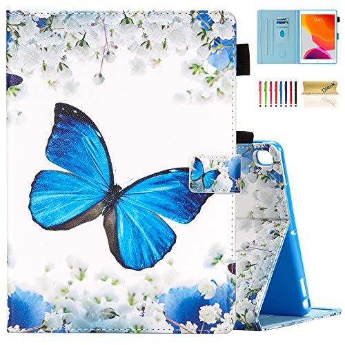 Dteck Case for iPad 9th/8th/7th Gen 10.2 Inch Tablet 2021/2020/2019 - Slim Folio Stand Smart Soft Protective Cover with Pencil Holder, Auto Wake/Sleep and Wallet Pocket, Flower Butterfly - Image 1