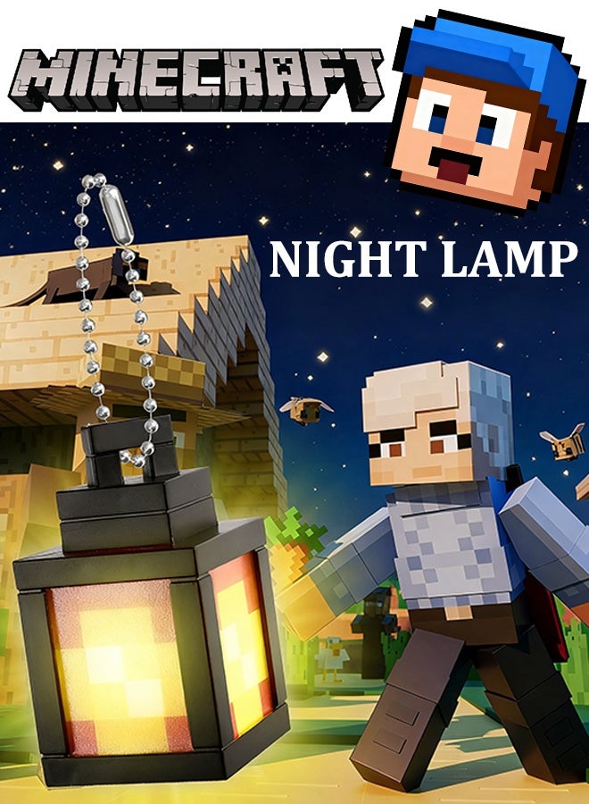 ماين كرافت مصباح LED محمول قابل للشحن بحجم صغير بحجم مفاتيح مخصص للعبة ماينكرافت، مناسب للاعبين، غرفة نوم الأطفال، ديكور المكتب، وإكسسوار الحقيبة (أصفر) - Image 1