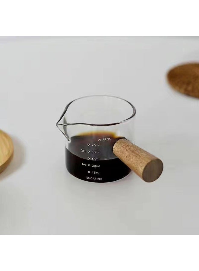 كوب حليب صغير، قدر حليب، مقياس إسبريسو، كوب قياس، كوب قهوة وحليب، مقبض خشبي، قدر حليب صغير، للأغراض المنزلية